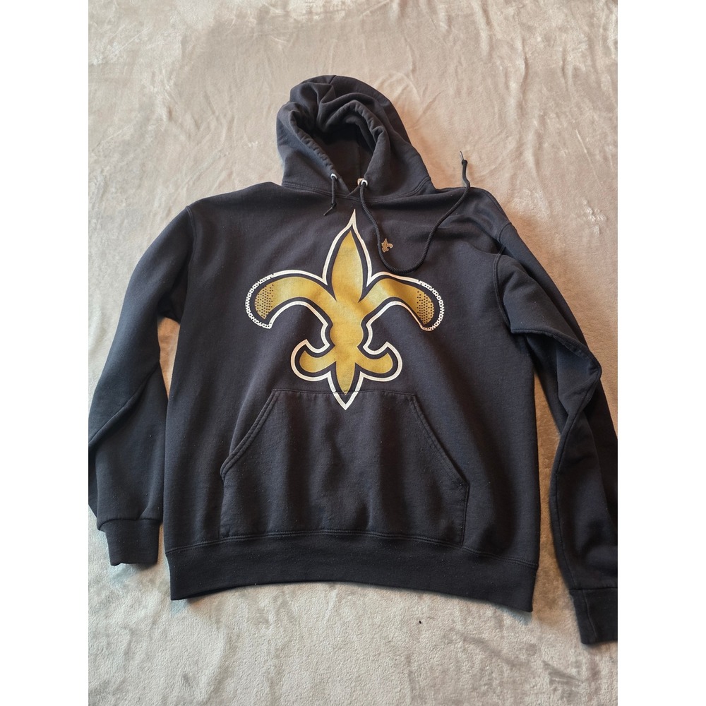 Jerzees Hoodie Mens Large Black New Orleans Saints Fleur De Lis Nublend Pullover